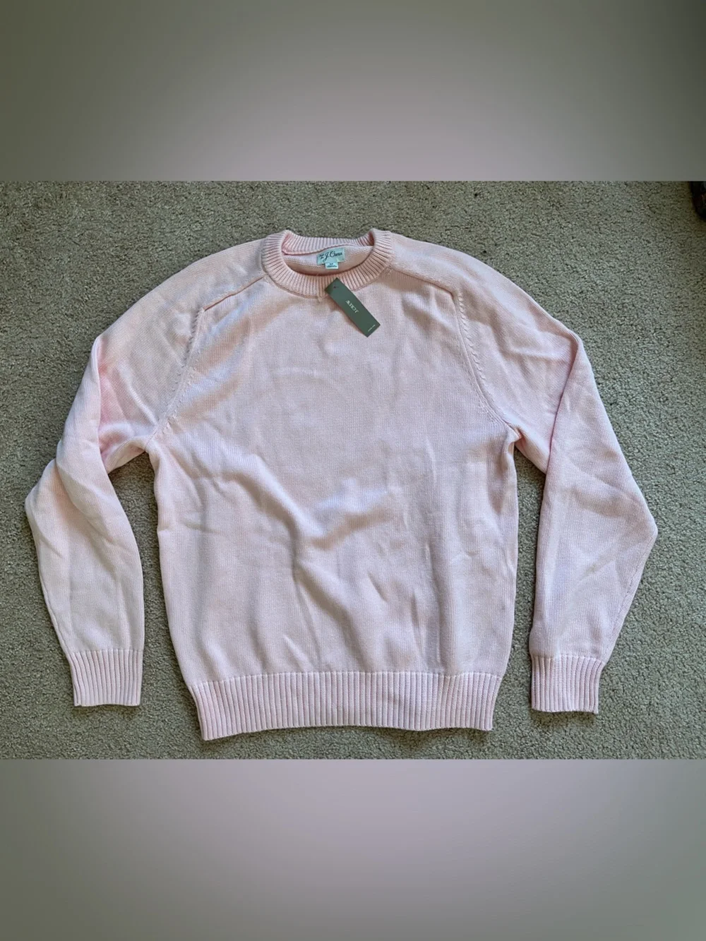 NWT J Crew Light pink cotton knit sweater men’s M